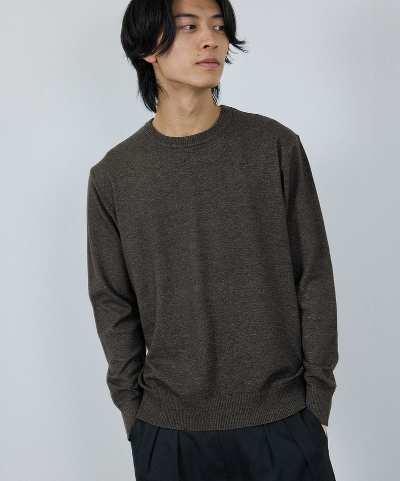 NAVY 素肌ニット クルーネック メンズ商品画像-1