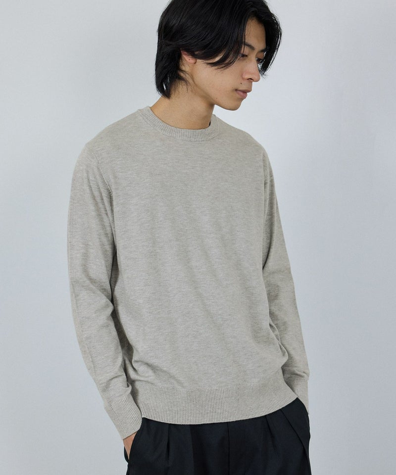 [期間限定knit]NAVY  素肌ニット クルーネック メンズ商品画像-2