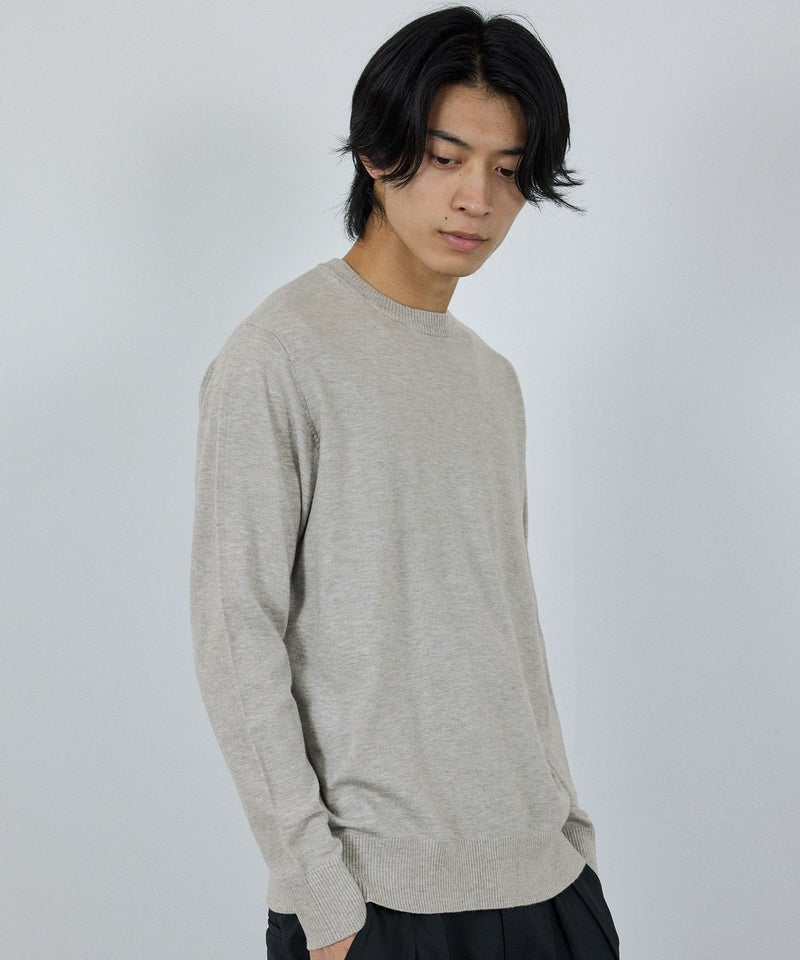 [期間限定knit]NAVY  素肌ニット クルーネック メンズ商品画像-9