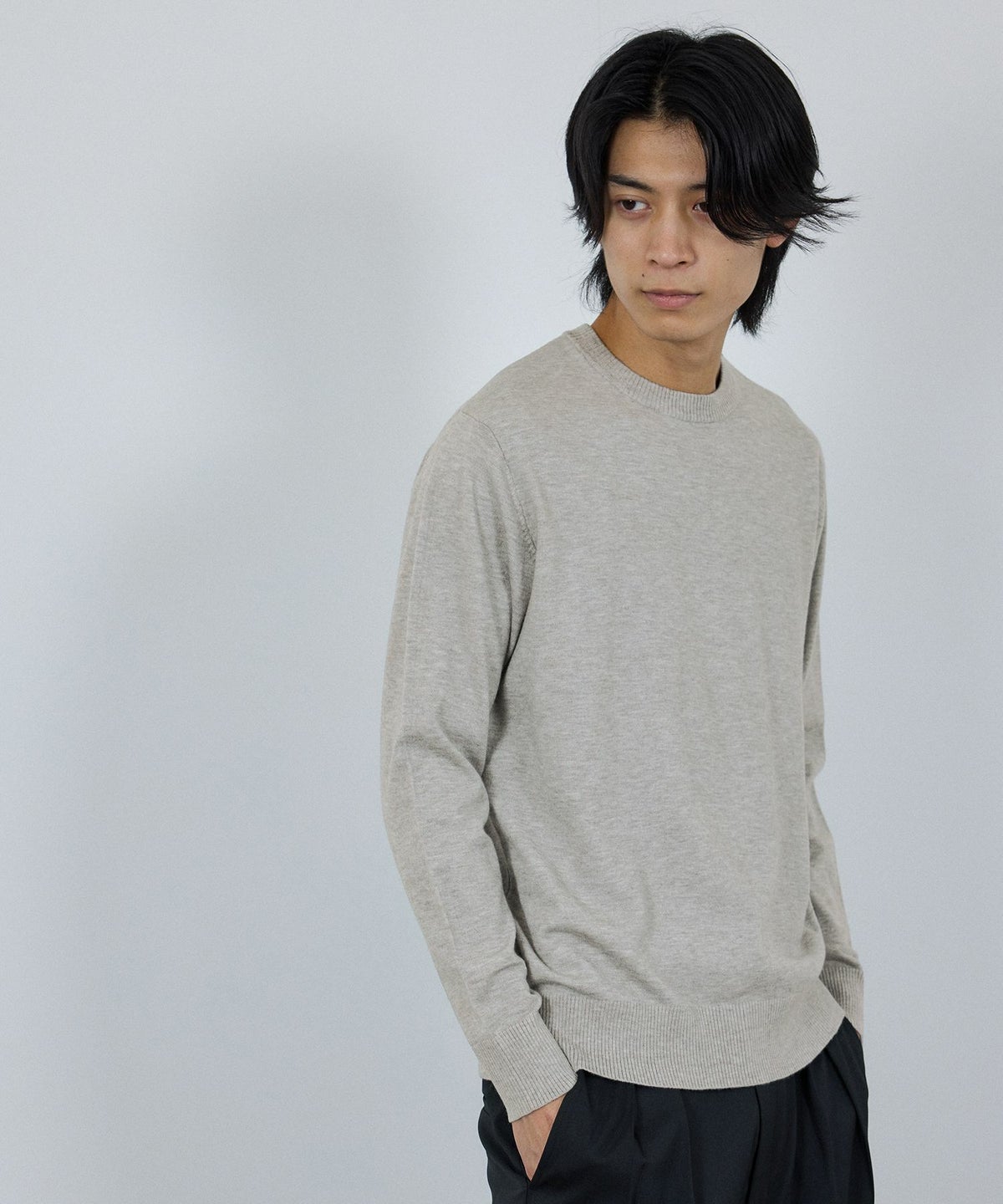 [期間限定価格]NAVY 素肌ニット クルーネック メンズ
