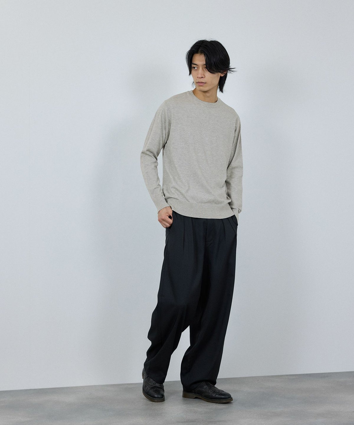 [期間限定価格]NAVY 素肌ニット クルーネック メンズ