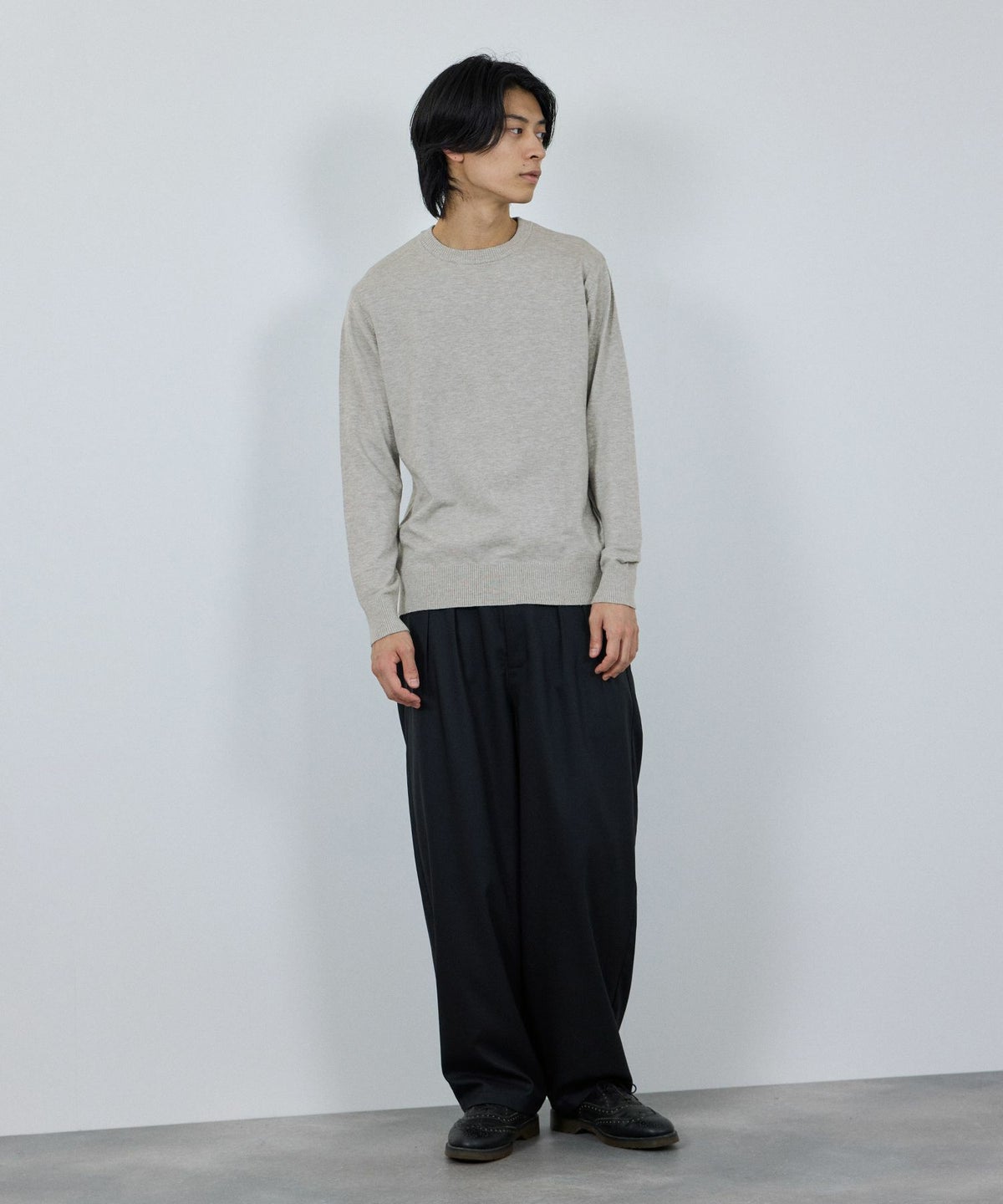 [期間限定価格]NAVY 素肌ニット クルーネック メンズ