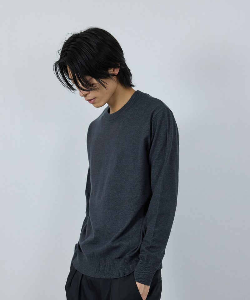 [期間限定knit]NAVY  素肌ニット クルーネック メンズ商品画像-22