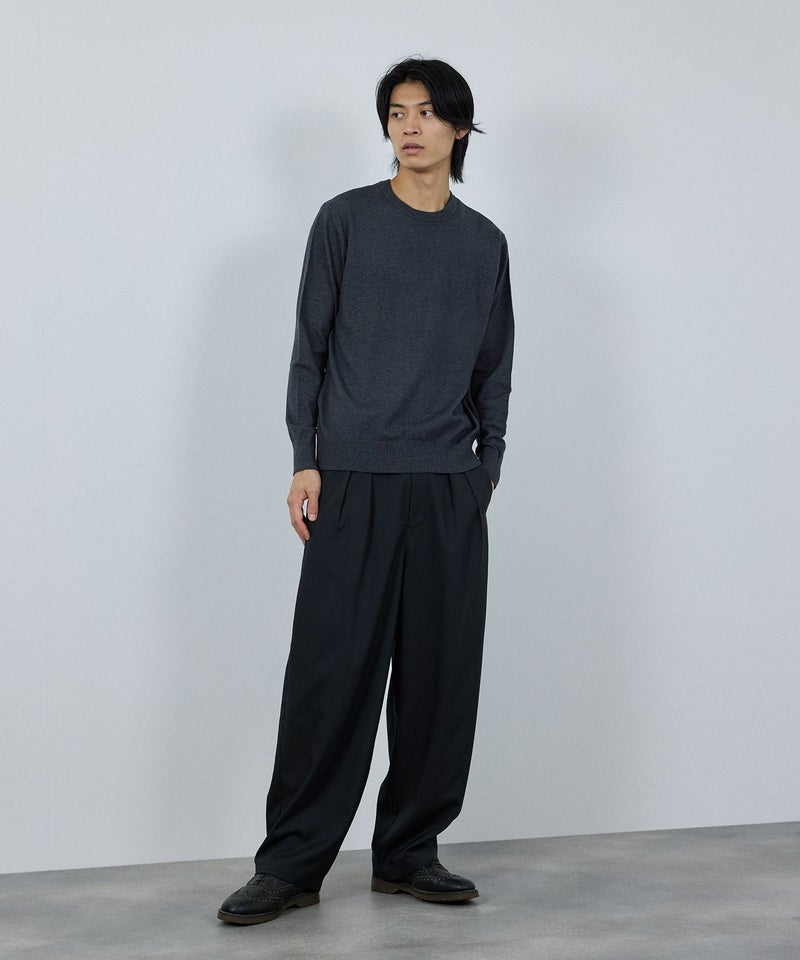 [期間限定knit]NAVY  素肌ニット クルーネック メンズ商品画像-25