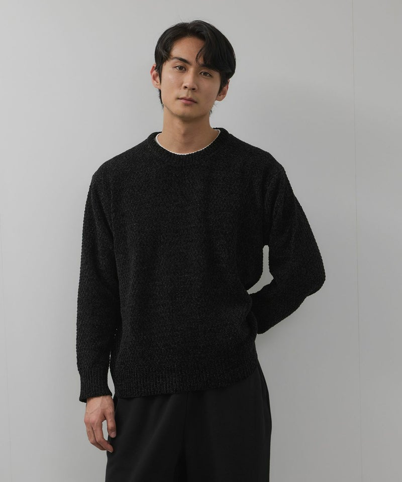 NAVY  トロリカノコモールニット クルーネック メンズ商品画像-6