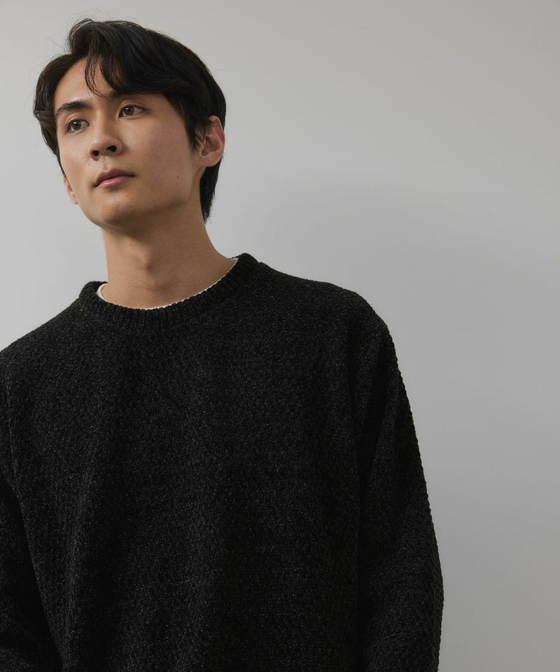 NAVY  トロリカノコモールニット クルーネック メンズ商品画像-7