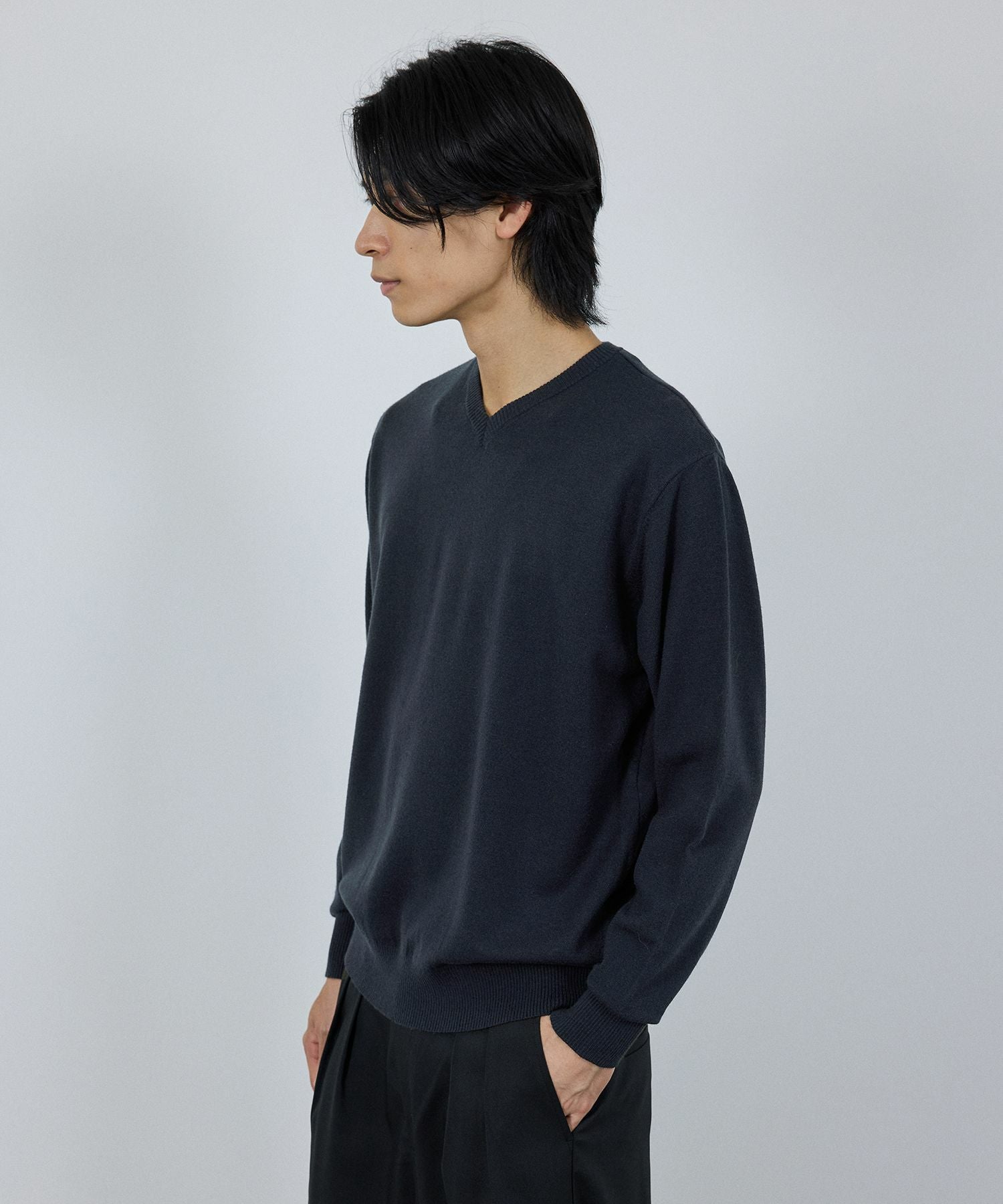 NAVY 素肌ニット Vネック メンズ