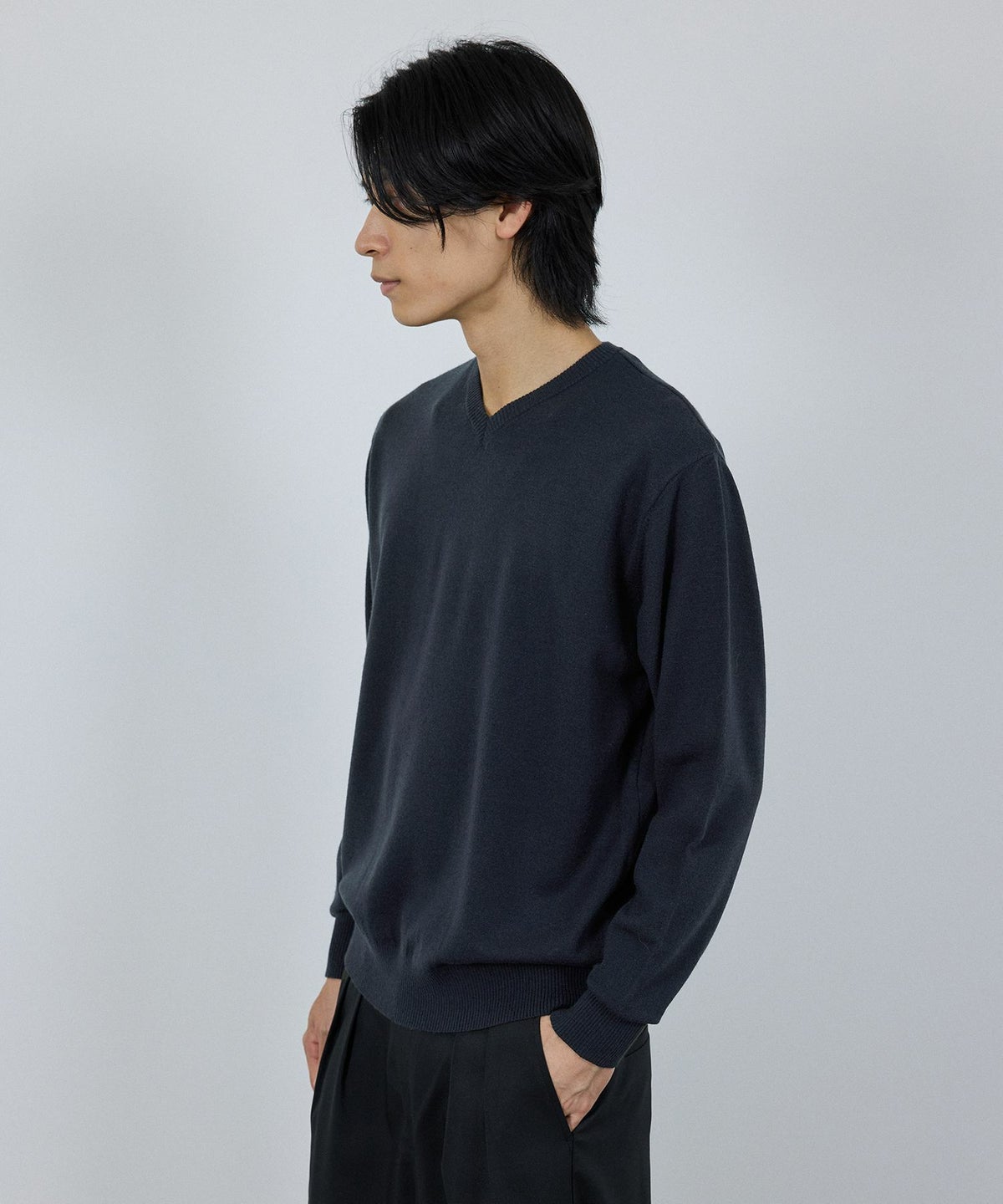 [期間限定価格]NAVY 素肌ニット Vネック メンズ