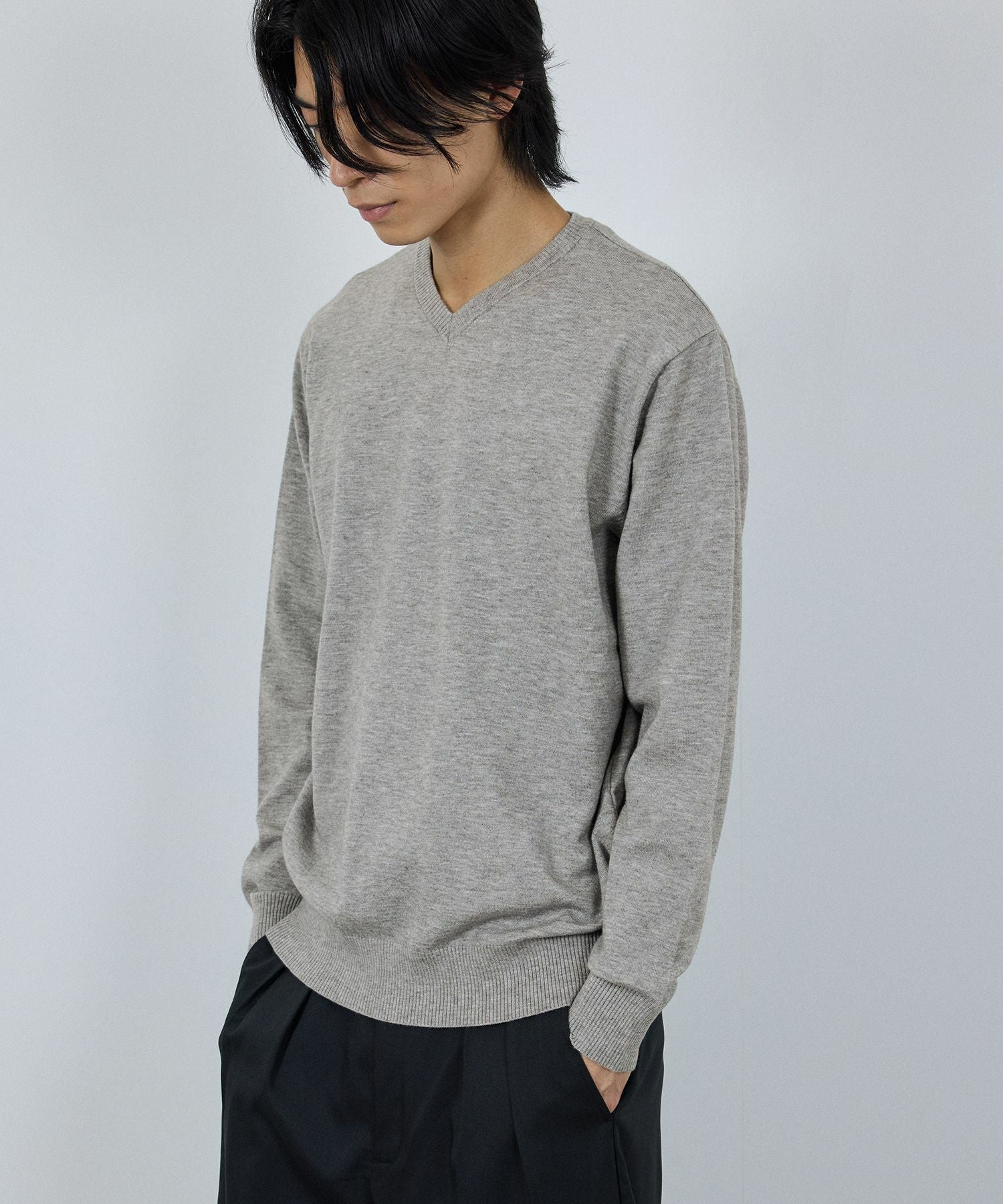 NAVY 素肌ニット Vネック メンズ