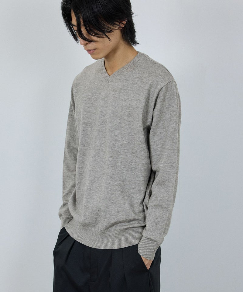 NAVY  素肌ニット Vネック メンズ商品画像-2