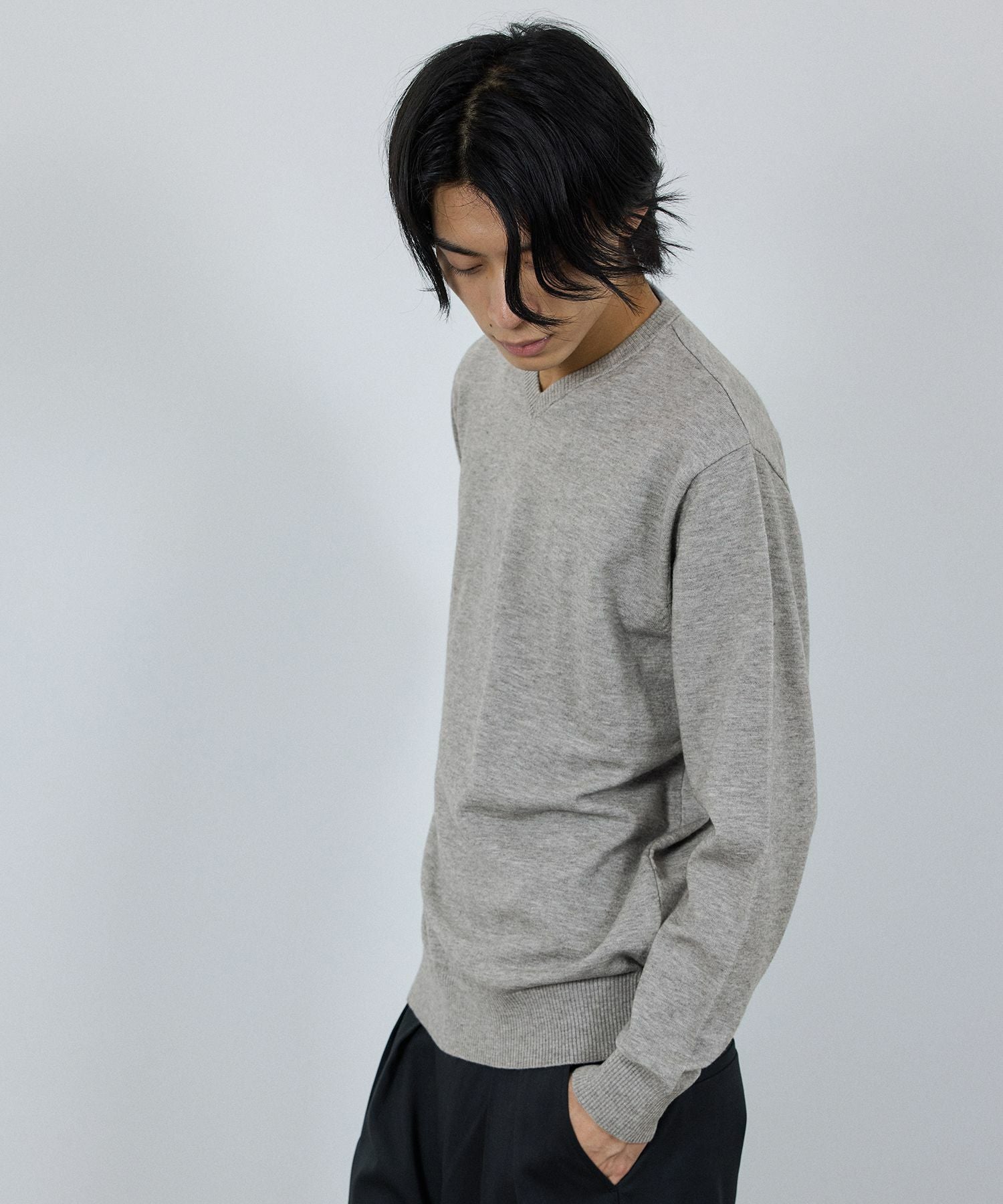 NAVY 素肌ニット Vネック メンズ