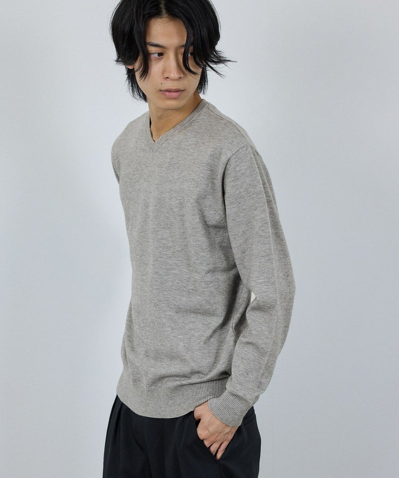 NAVY 素肌ニット Vネック メンズ商品画像-9