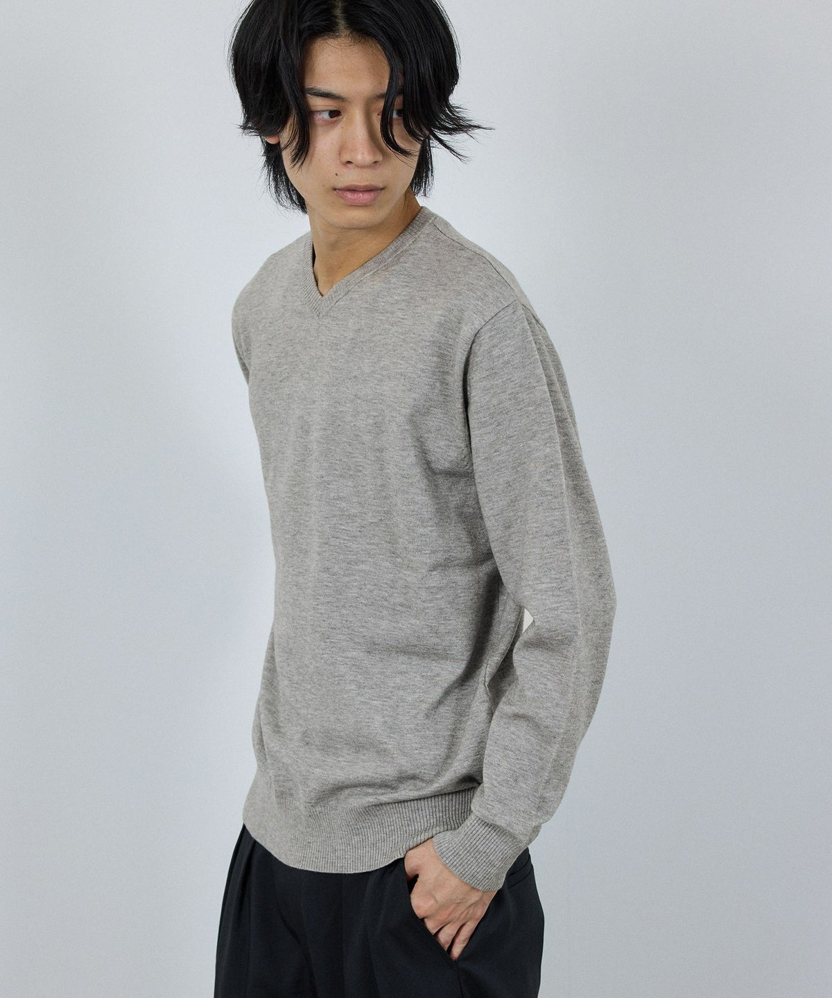 [期間限定価格]NAVY 素肌ニット Vネック メンズ