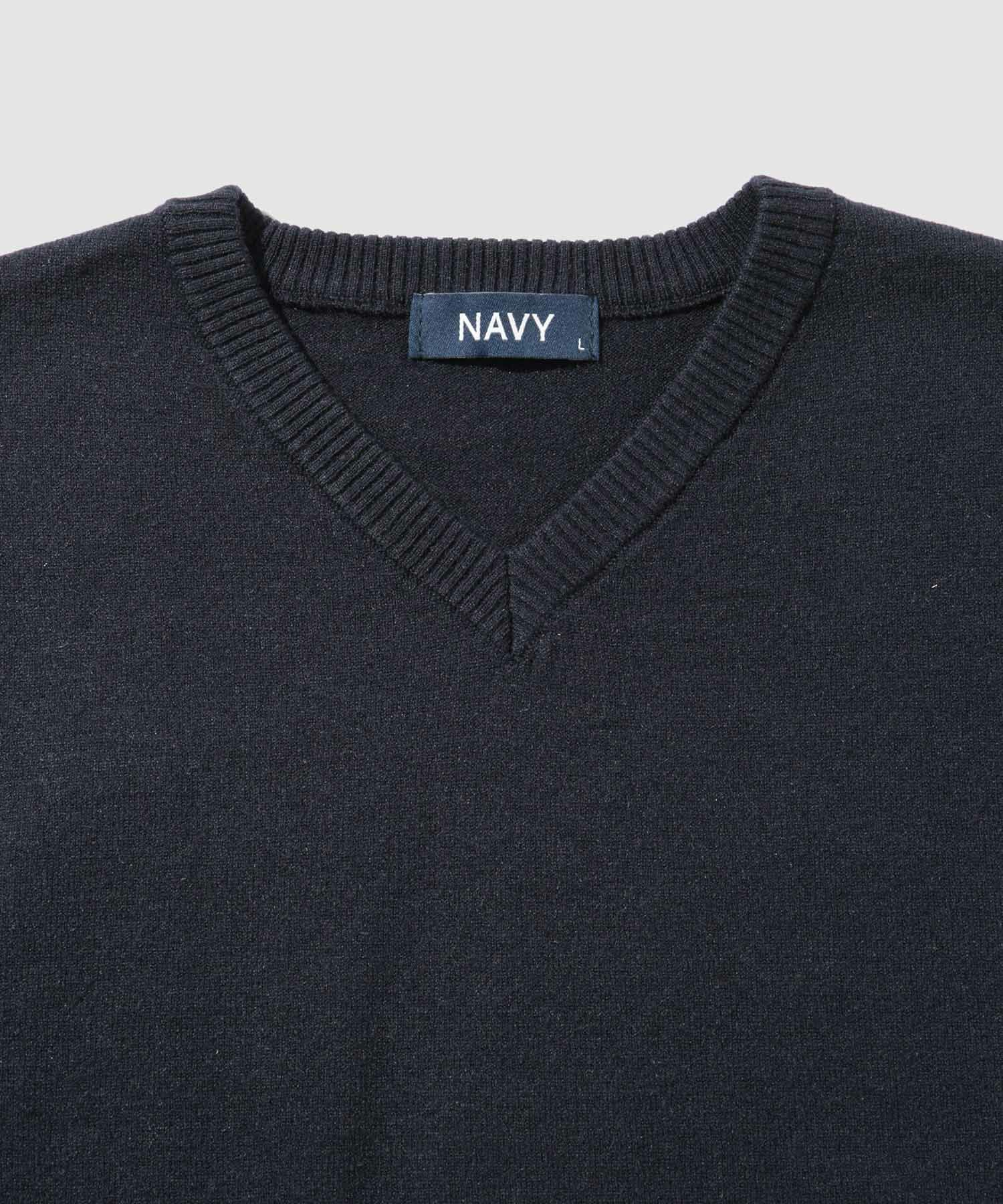 NAVY 素肌ニット Vネック メンズ
