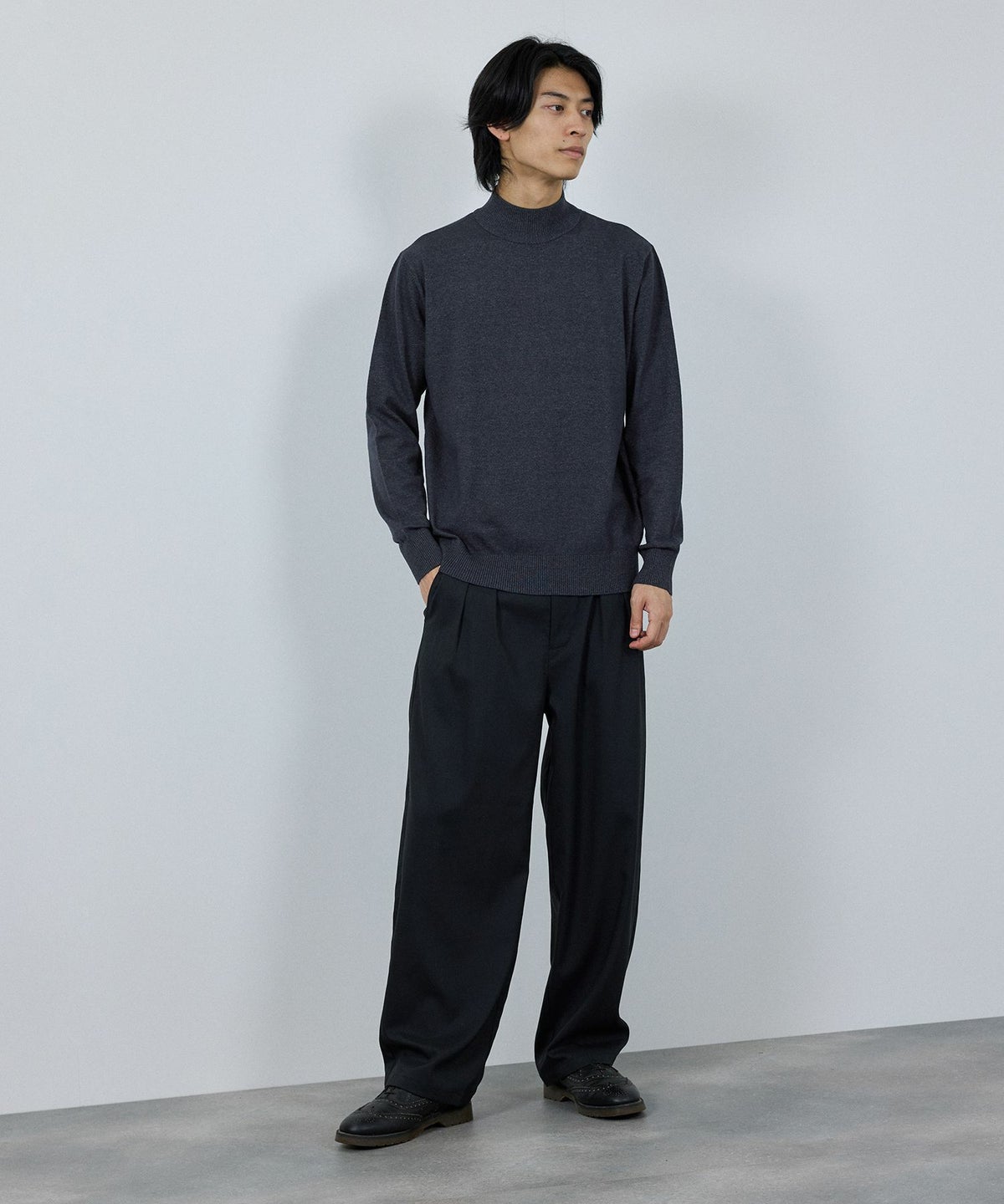 [期間限定価格]NAVY 素肌ニット ハイネック メンズ