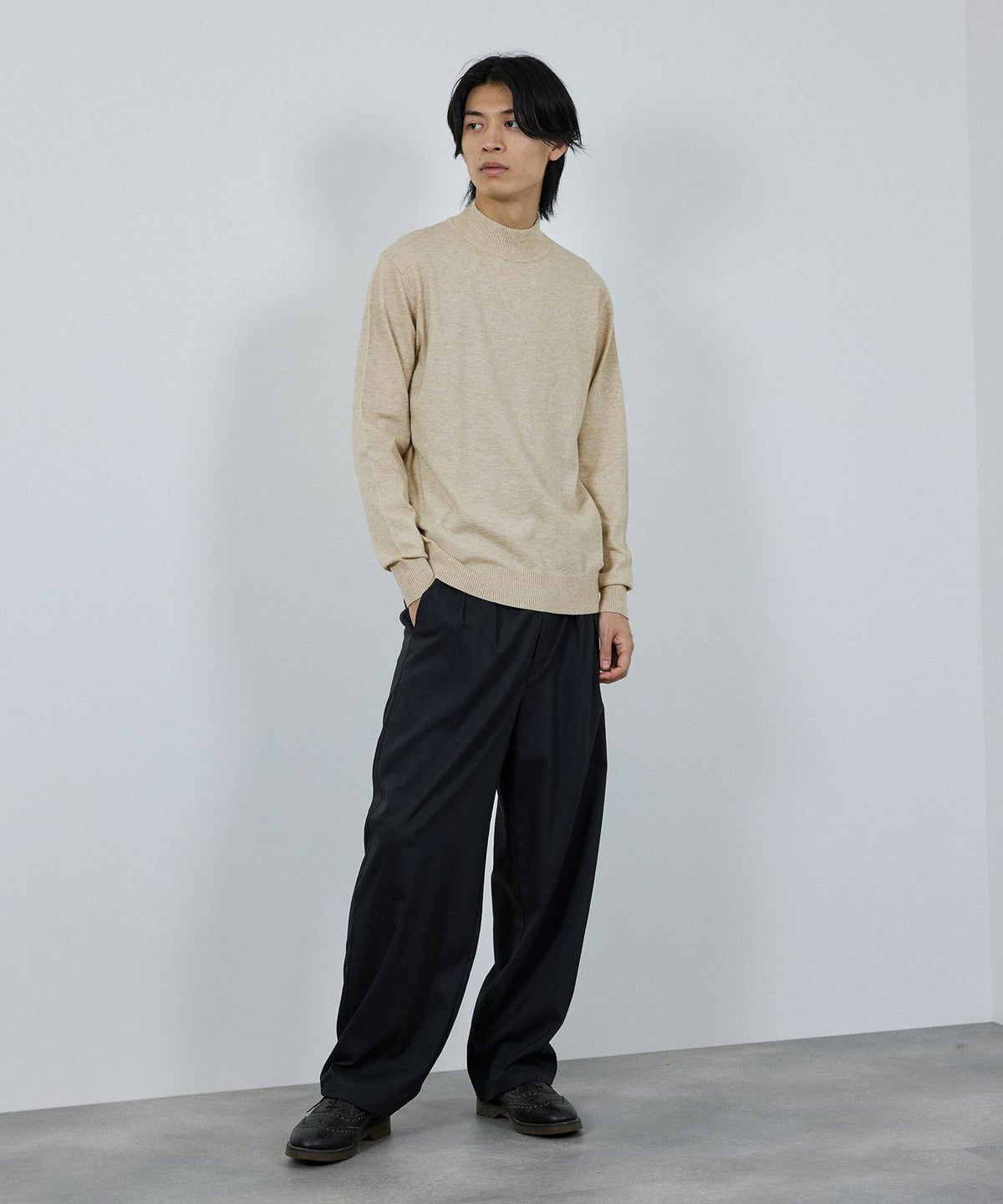 [期間限定価格]NAVY 素肌ニット ハイネック メンズ