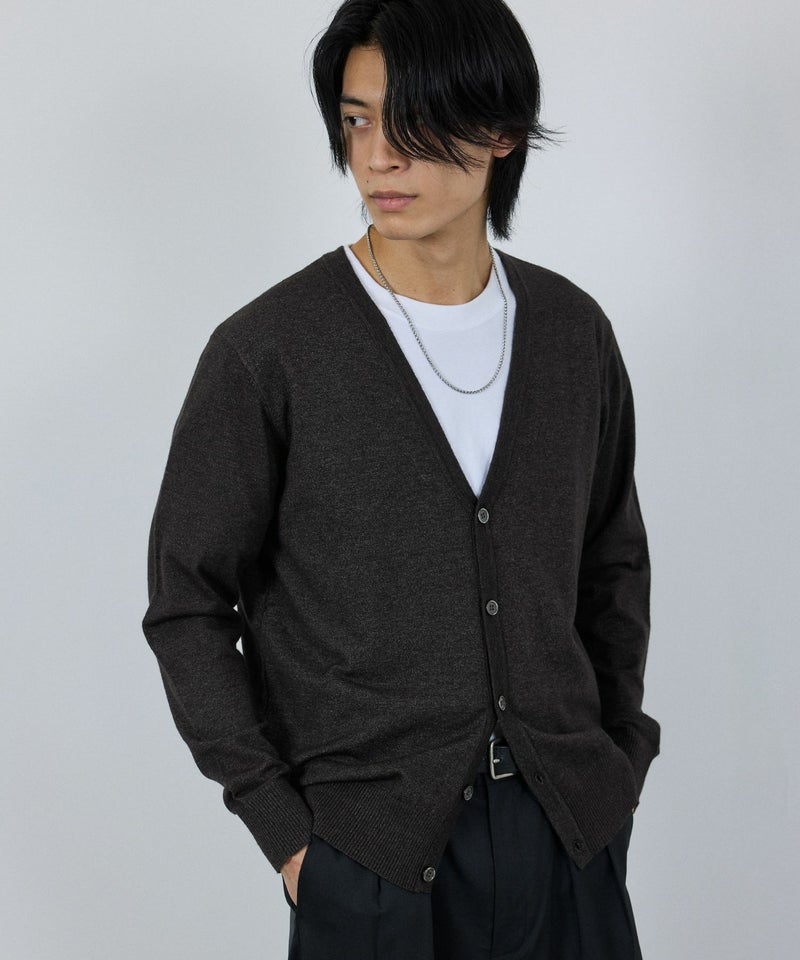 [期間限定knit]NAVY  素肌ニット Vネックカーディガン メンズ商品画像-3
