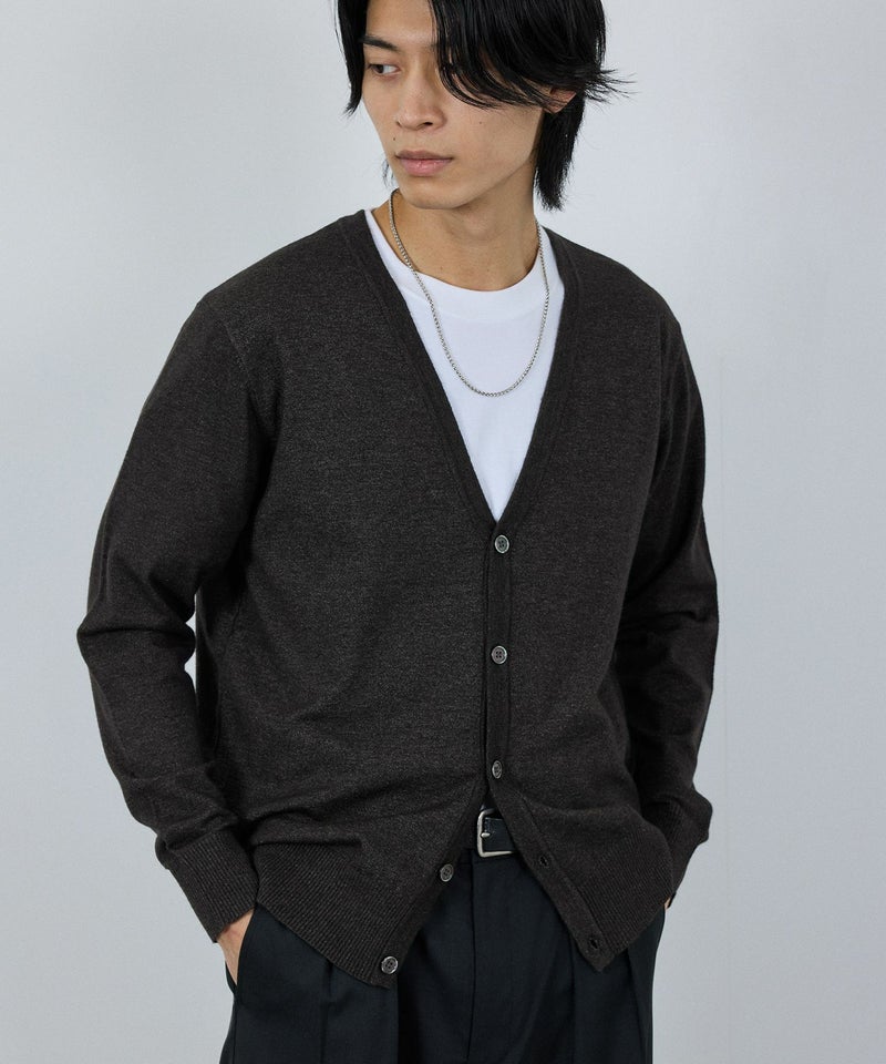 NAVY 素肌ニット Vネックカーディガン メンズ商品画像-5