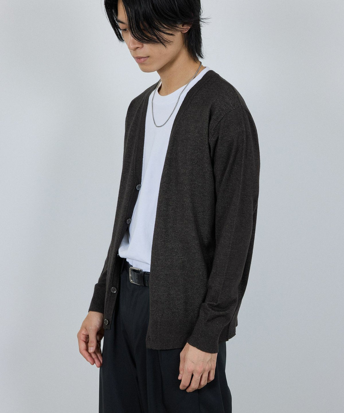 [期間限定価格]NAVY 素肌ニット Vネックカーディガン メンズ