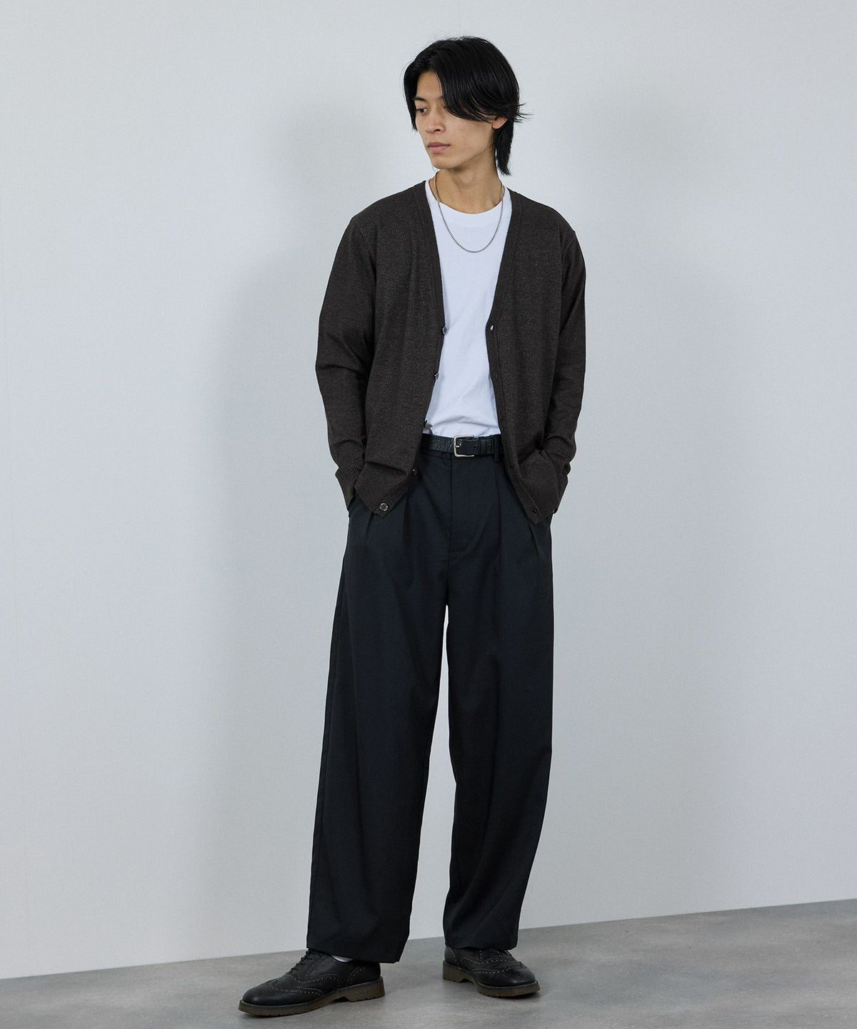 [期間限定価格]NAVY 素肌ニット Vネックカーディガン メンズ