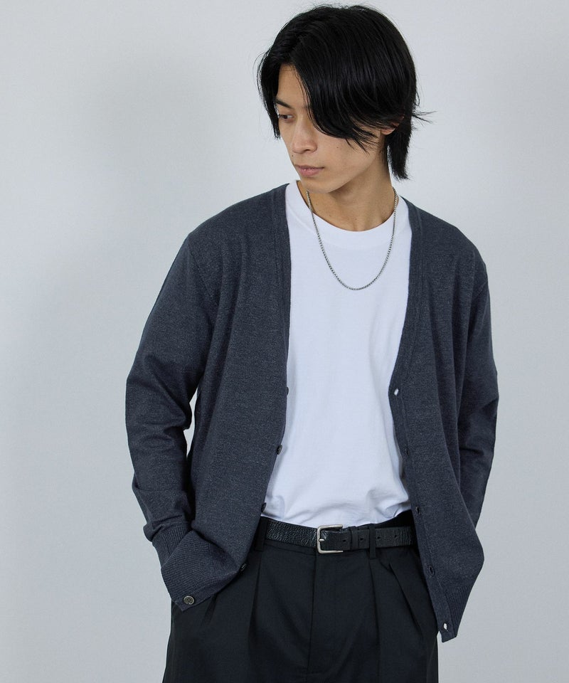 NAVY 素肌ニット Vネックカーディガン メンズ商品画像-10