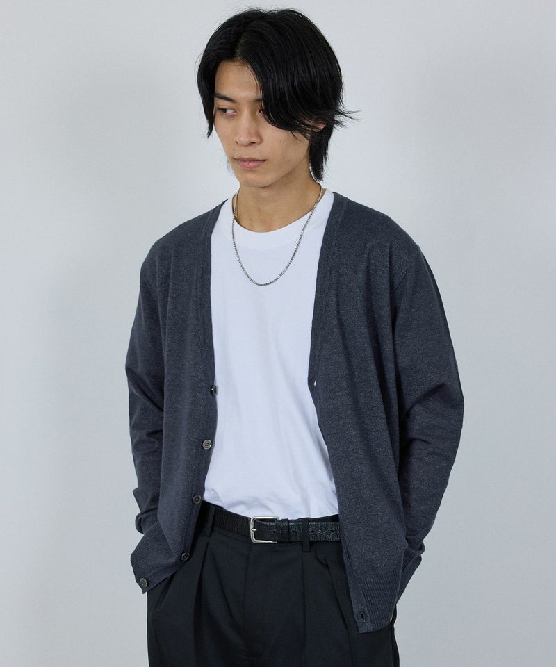 NAVY 素肌ニット Vネックカーディガン メンズ商品画像-11