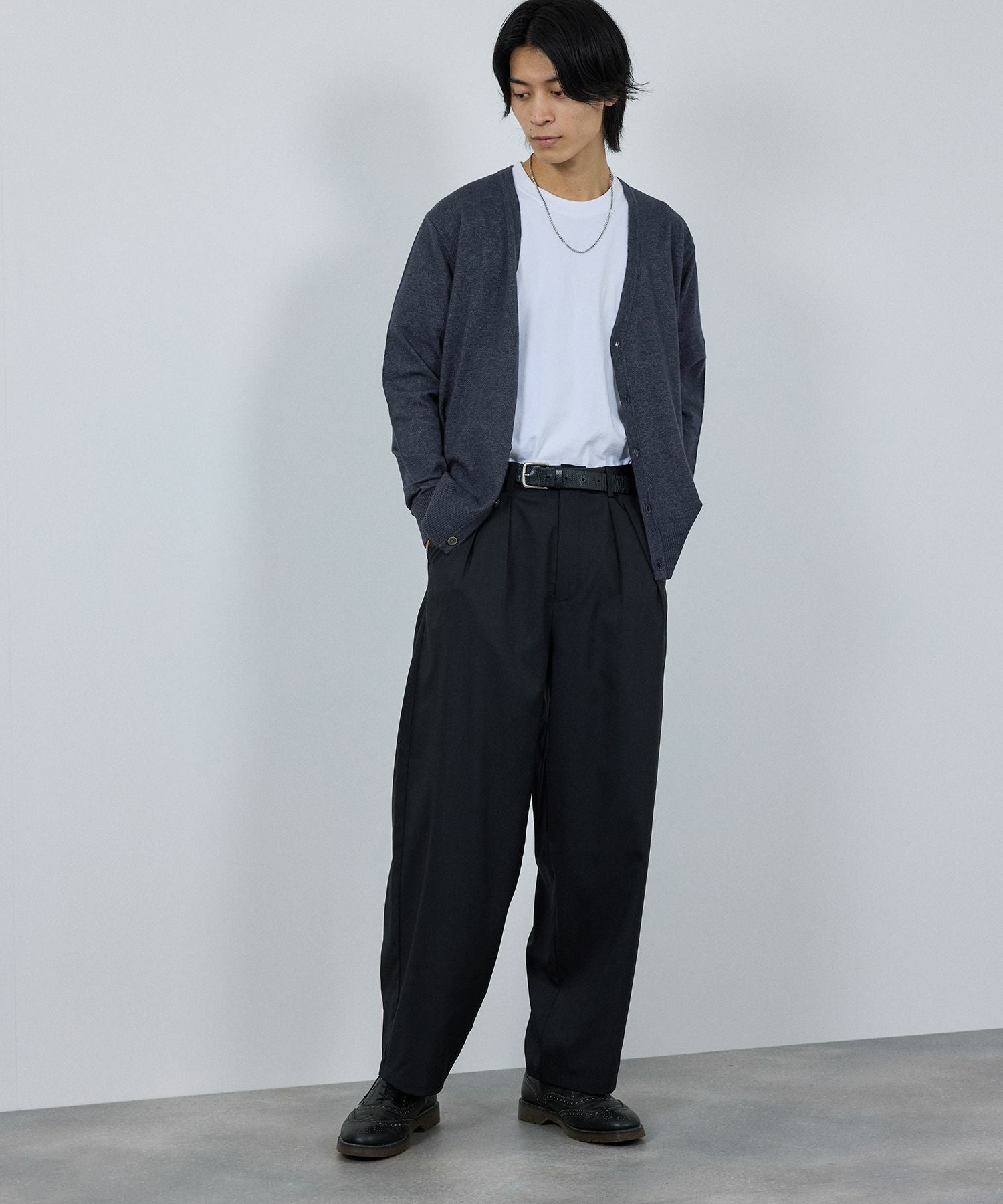 NAVY 素肌ニット Vネックカーディガン メンズ