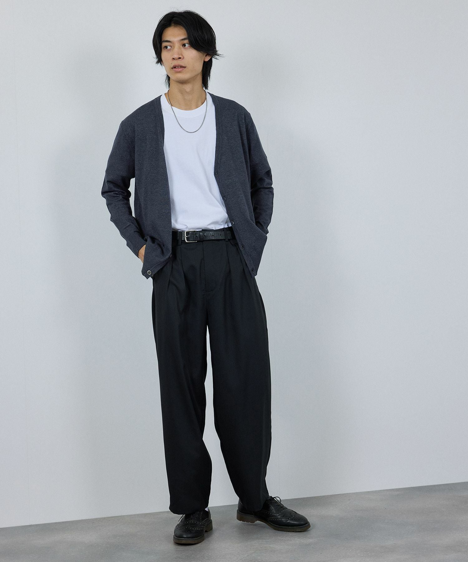 NAVY 素肌ニット Vネックカーディガン メンズ