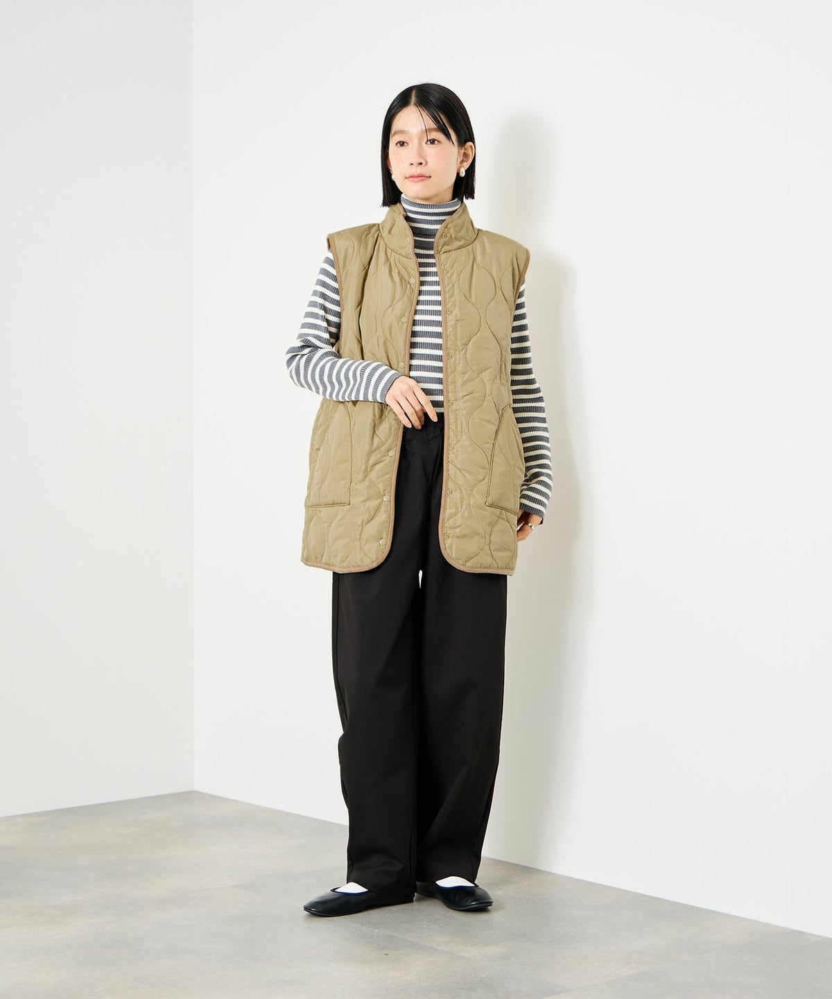 Idnes リバーシブルキルトベスト レディース