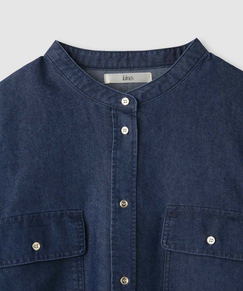 Idnes  デニムバンドカラーシャツ レディース商品画像-17