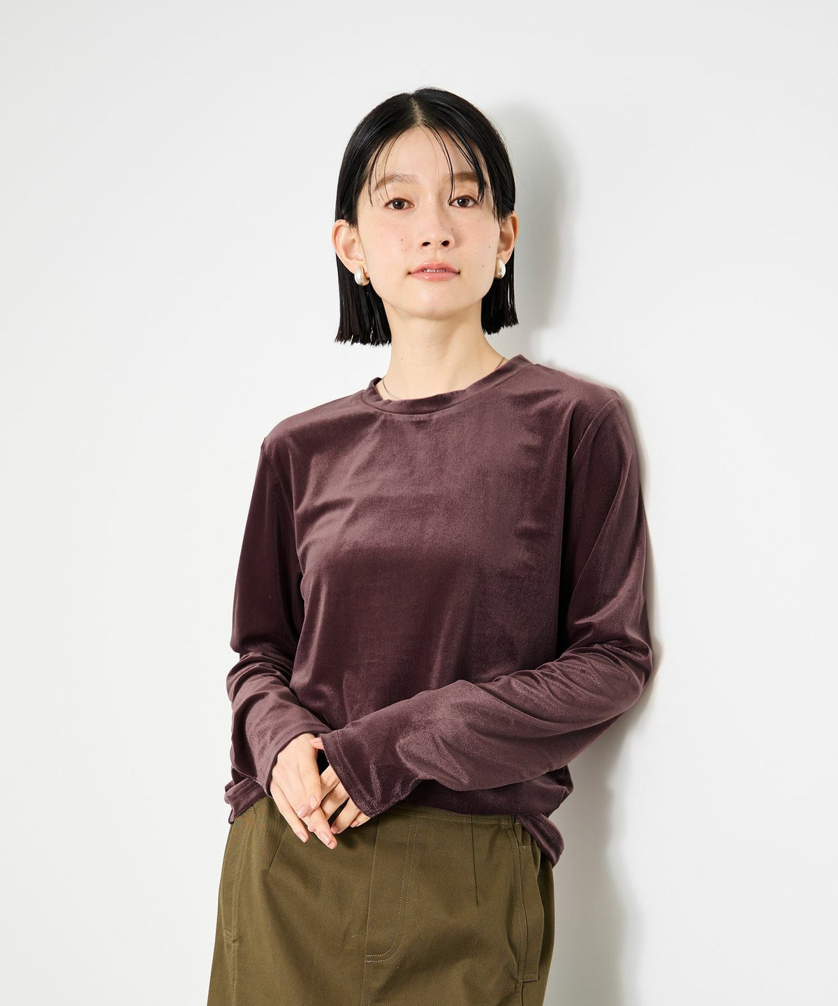 Idnes ベロアロングスリーブTシャツ レディース メール便 対応商品