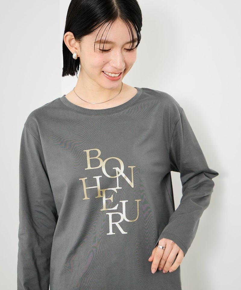 Idnes 箔プリントロングスリーブTシャツ レディース メール便 対応商品商品画像-4