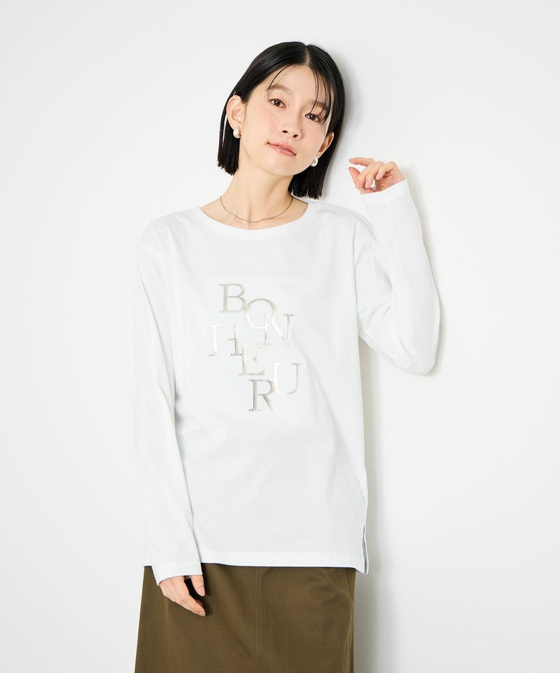 Idnes  箔プリントロングスリーブTシャツ レディース メール便 対応商品商品画像-10