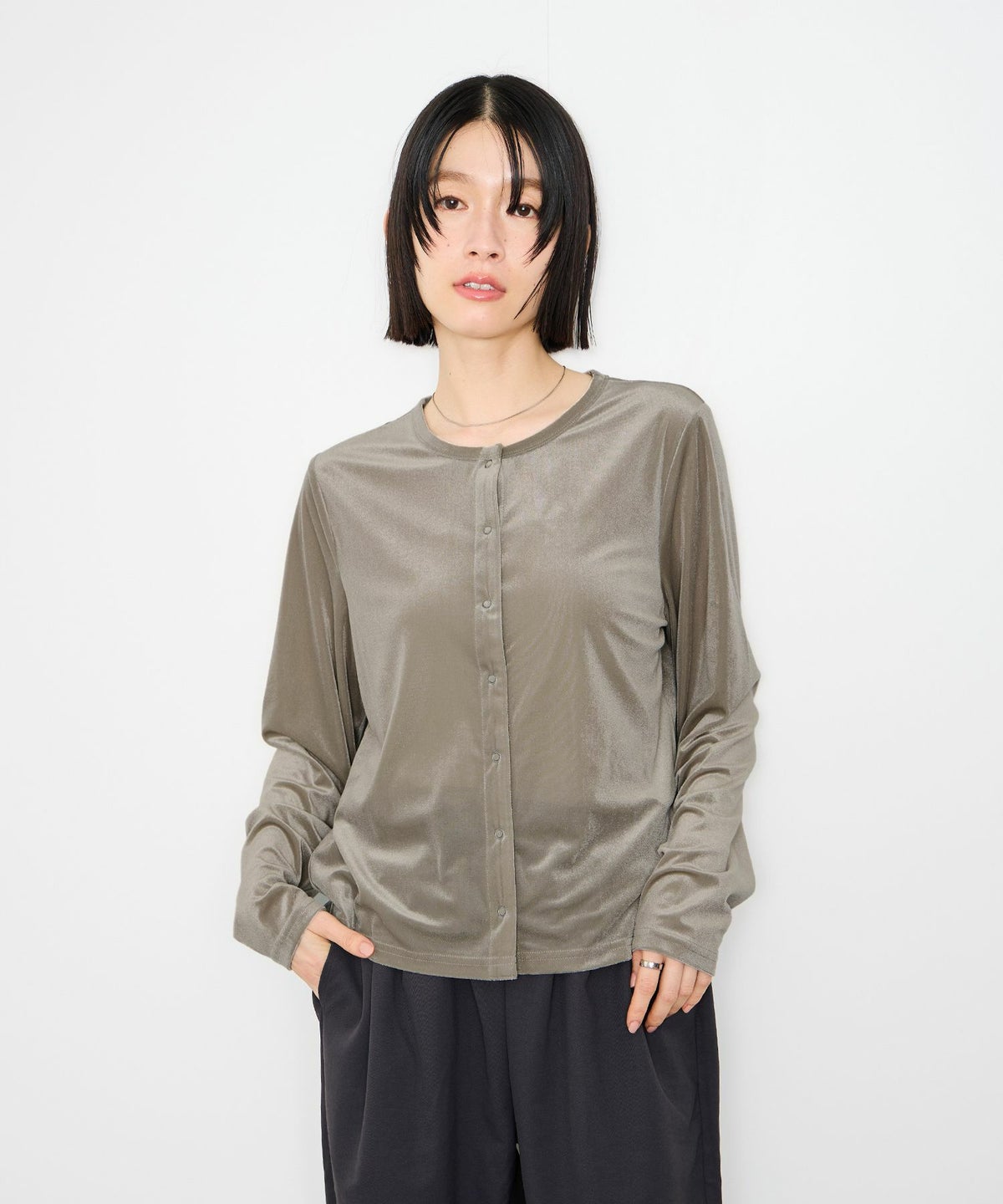 Idnes ベロアカーディガン レディース