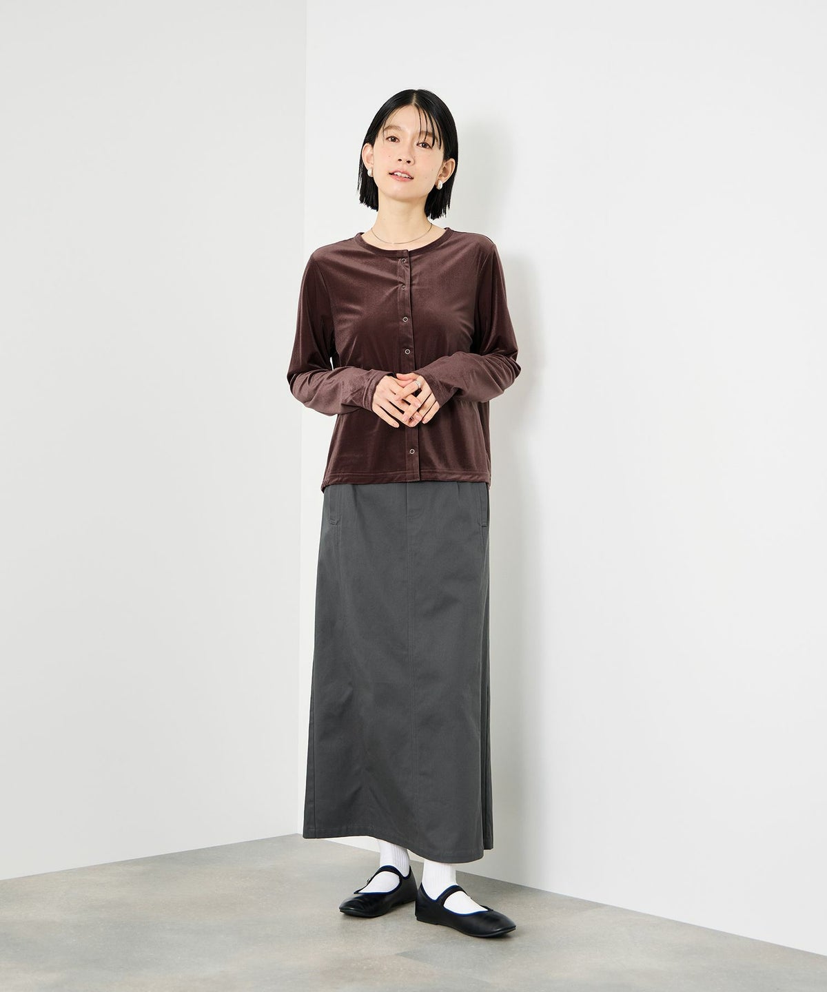 Idnes ベロアカーディガン レディース