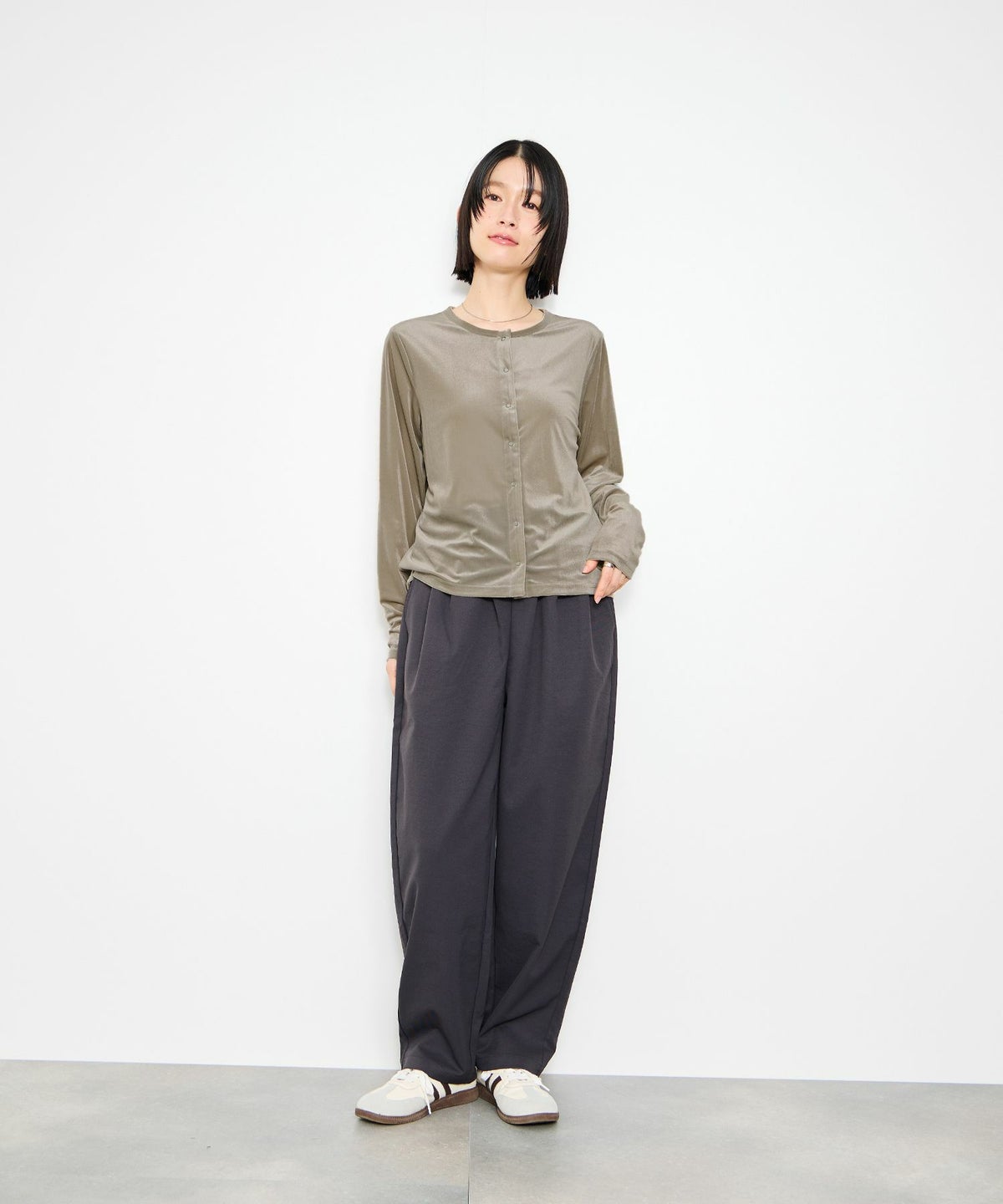 Idnes ベロアカーディガン レディース