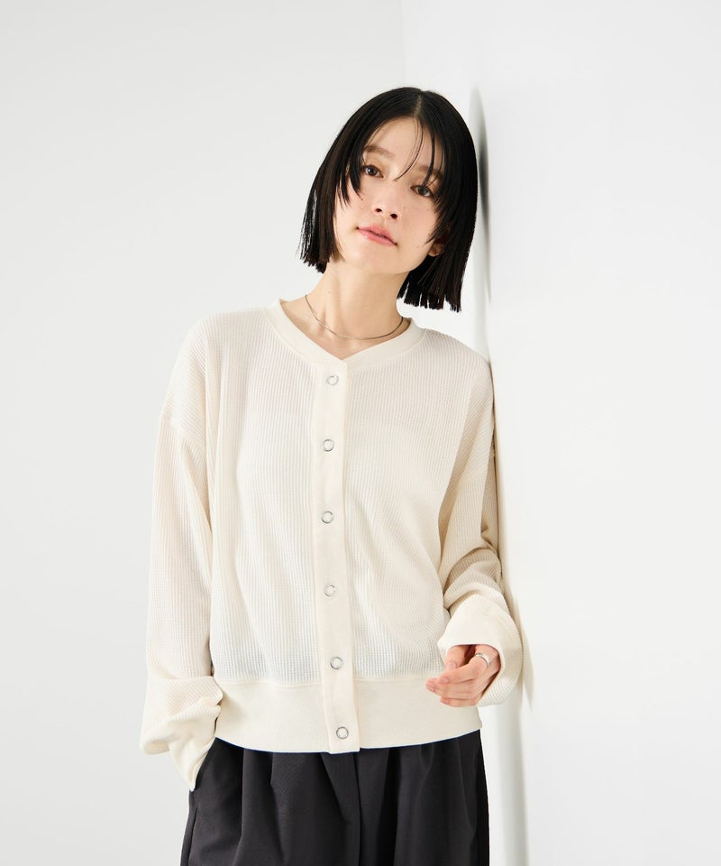 Idnes  ワッフルカーディガン レディース商品画像-2