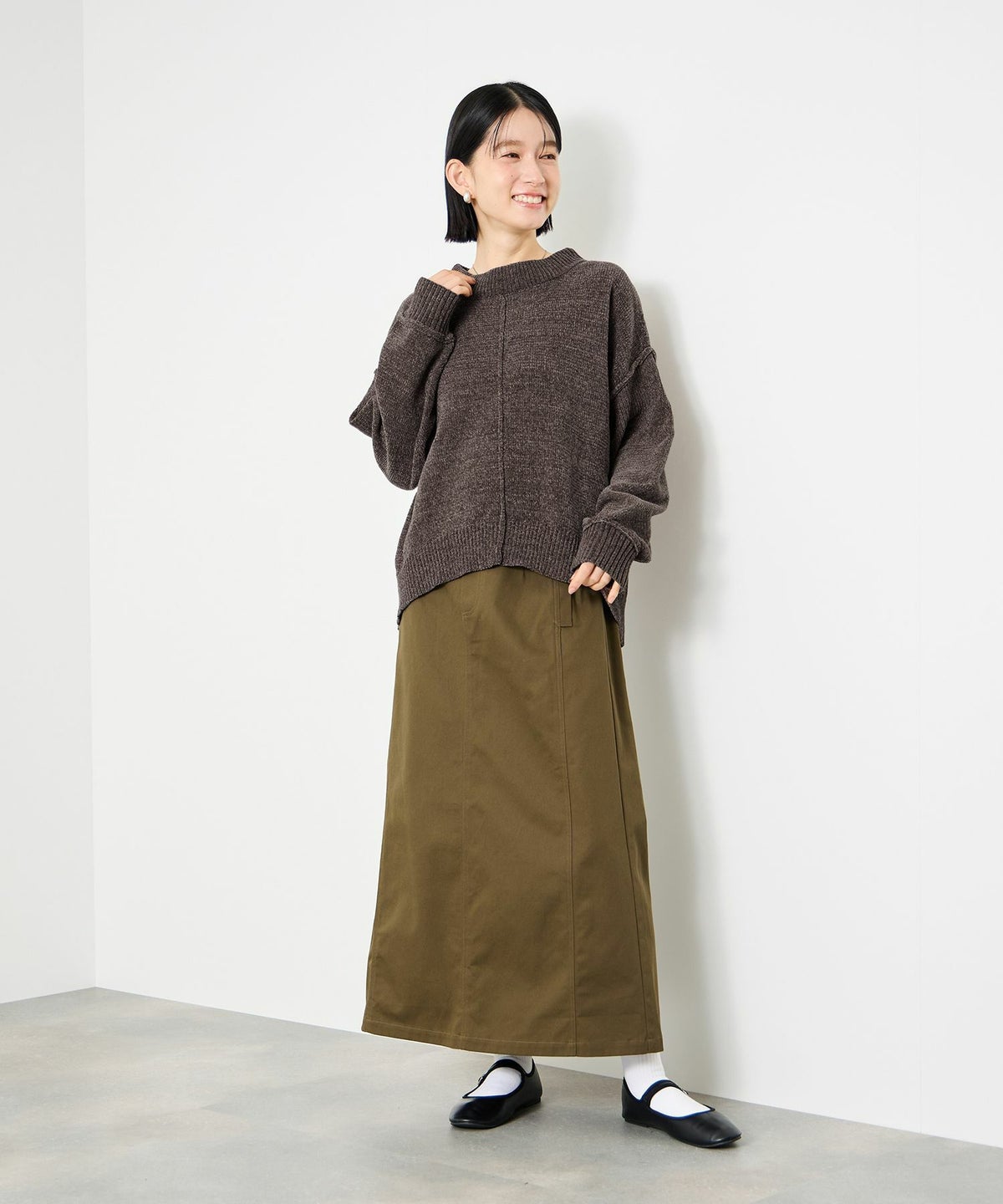 Idnes モールハイネックニットプルオーバー レディース