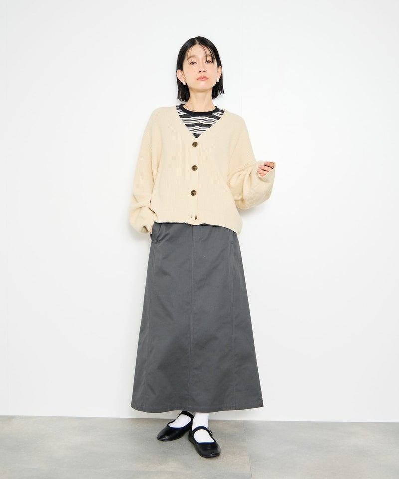 [期間限定knit]Idnes  Vネック畦ボリュームスリーブカーディガン レディース商品画像-9