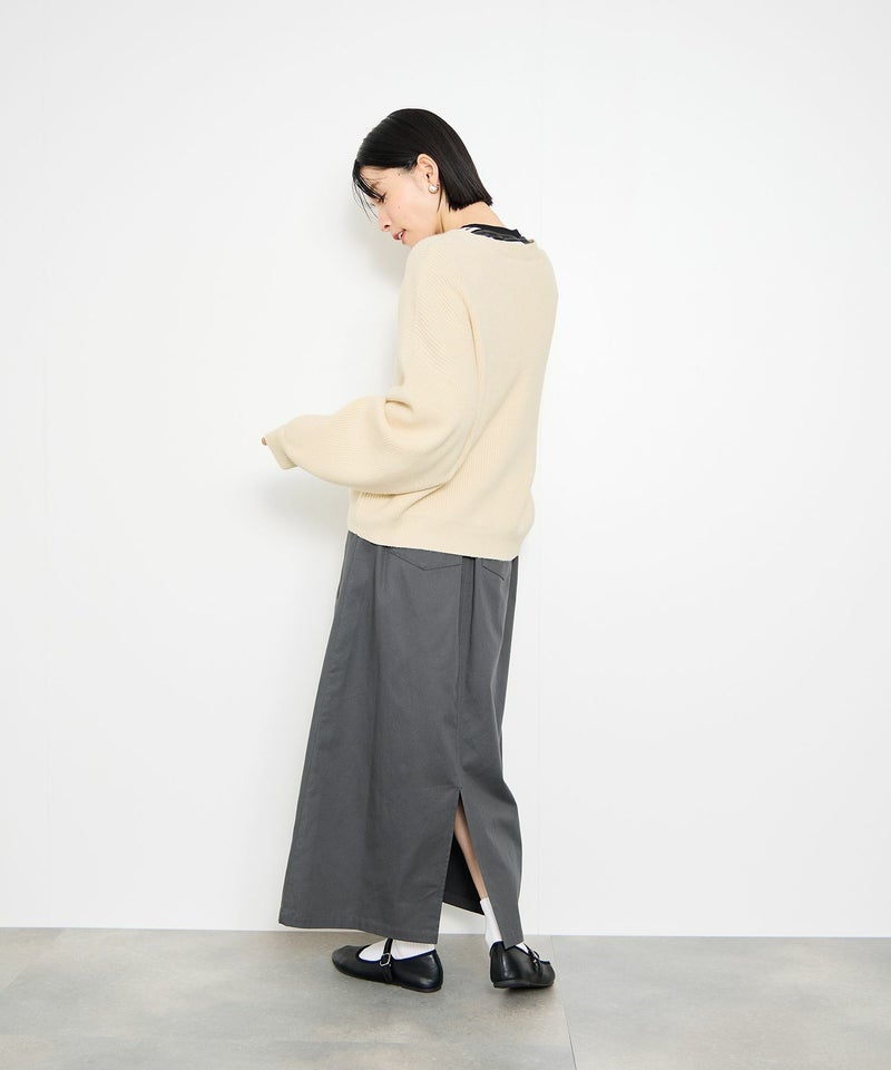 [期間限定knit]Idnes  Vネック畦ボリュームスリーブカーディガン レディース商品画像-10