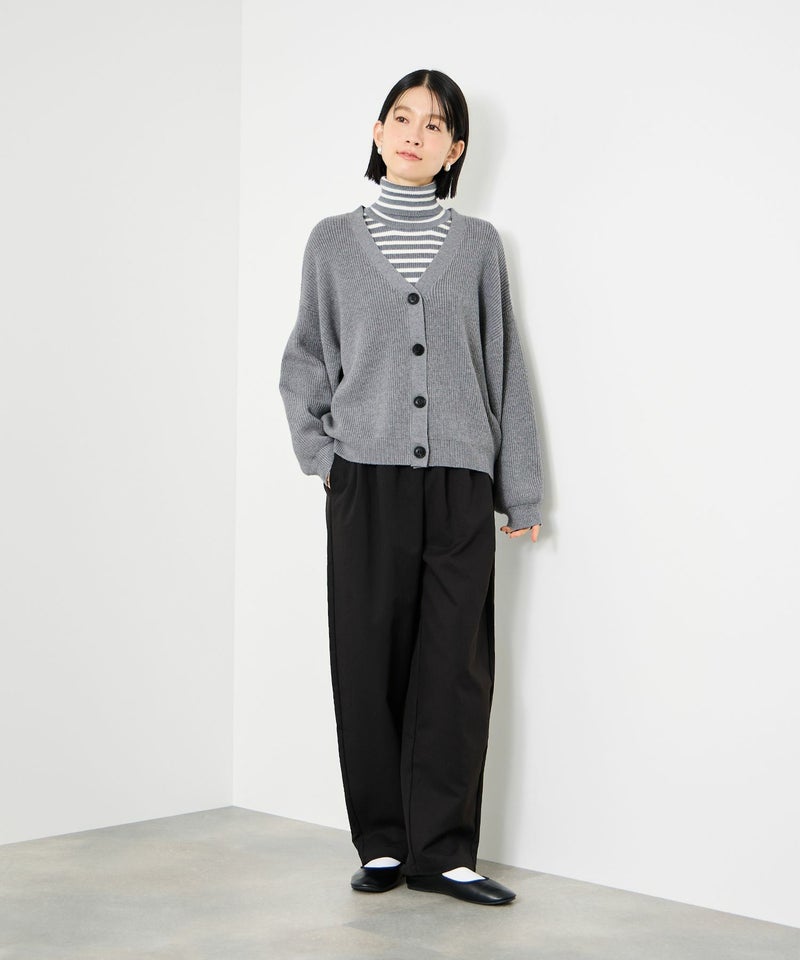 [期間限定knit]Idnes  Vネック畦ボリュームスリーブカーディガン レディース商品画像-12