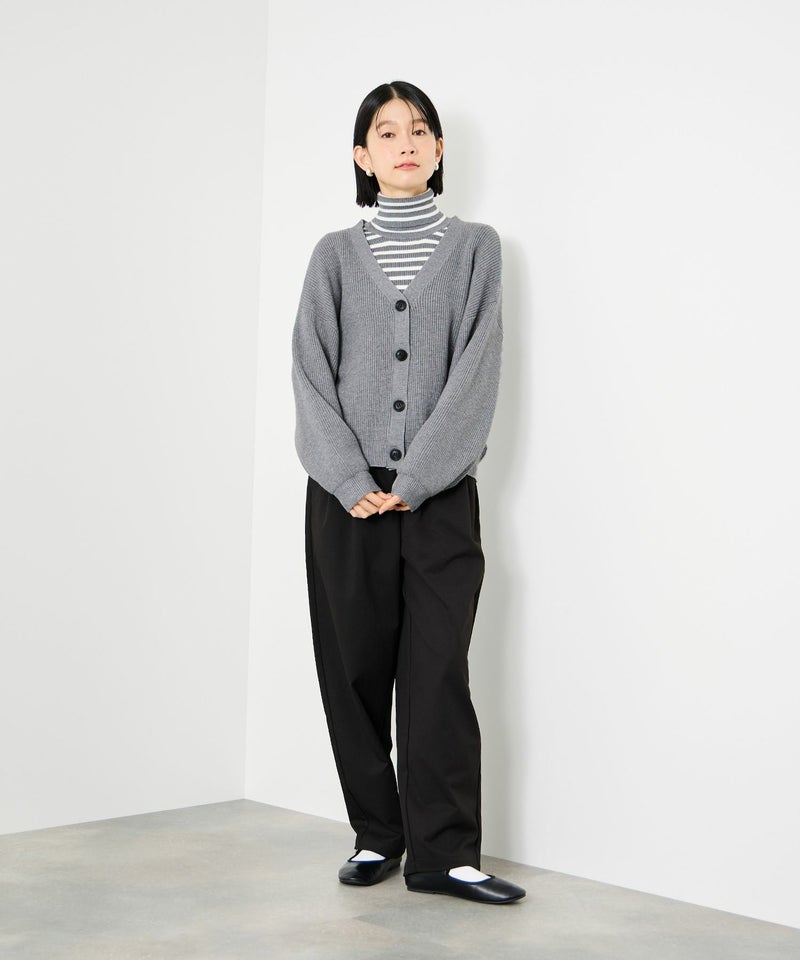 Idnes Vネック畦ボリュームスリーブカーディガン レディース商品画像-13