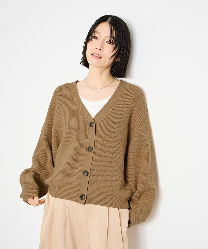 [期間限定knit]Idnes  Vネック畦ボリュームスリーブカーディガン レディース商品画像-14