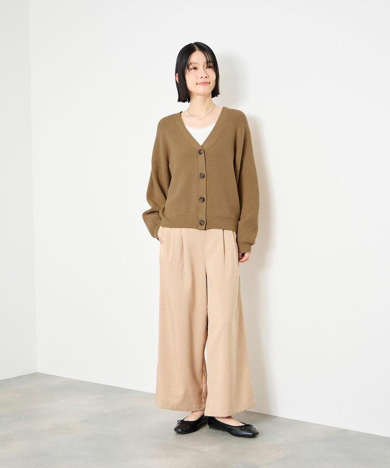 [期間限定knit]Idnes  Vネック畦ボリュームスリーブカーディガン レディース商品画像-15