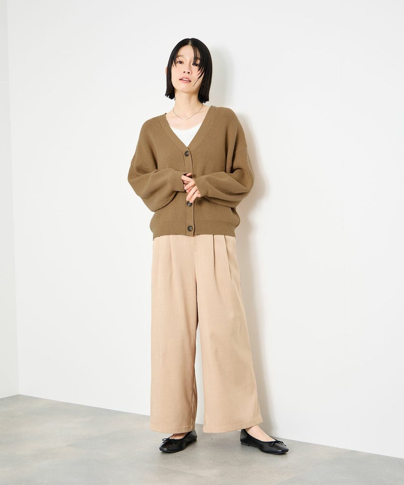 [期間限定knit]Idnes  Vネック畦ボリュームスリーブカーディガン レディース商品画像-16