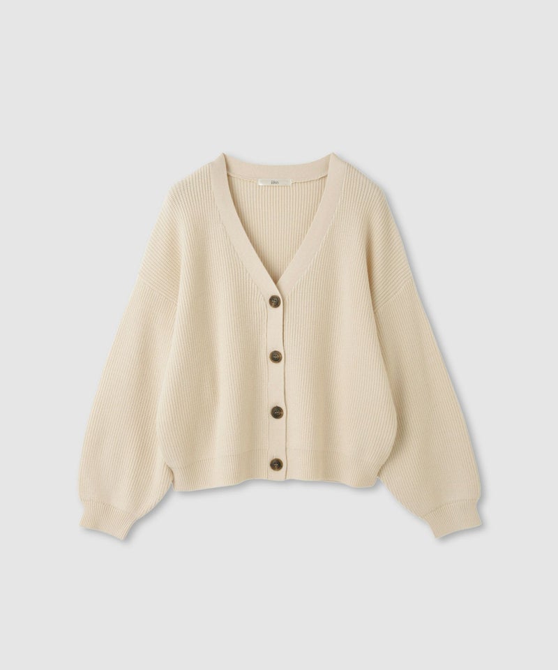 [期間限定knit]Idnes  Vネック畦ボリュームスリーブカーディガン レディース商品画像-17