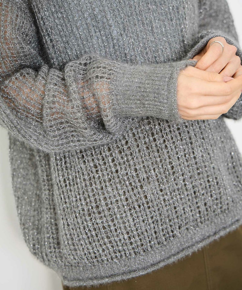 Idnes ラメメッシュニットプルオーバー レディース商品画像-5