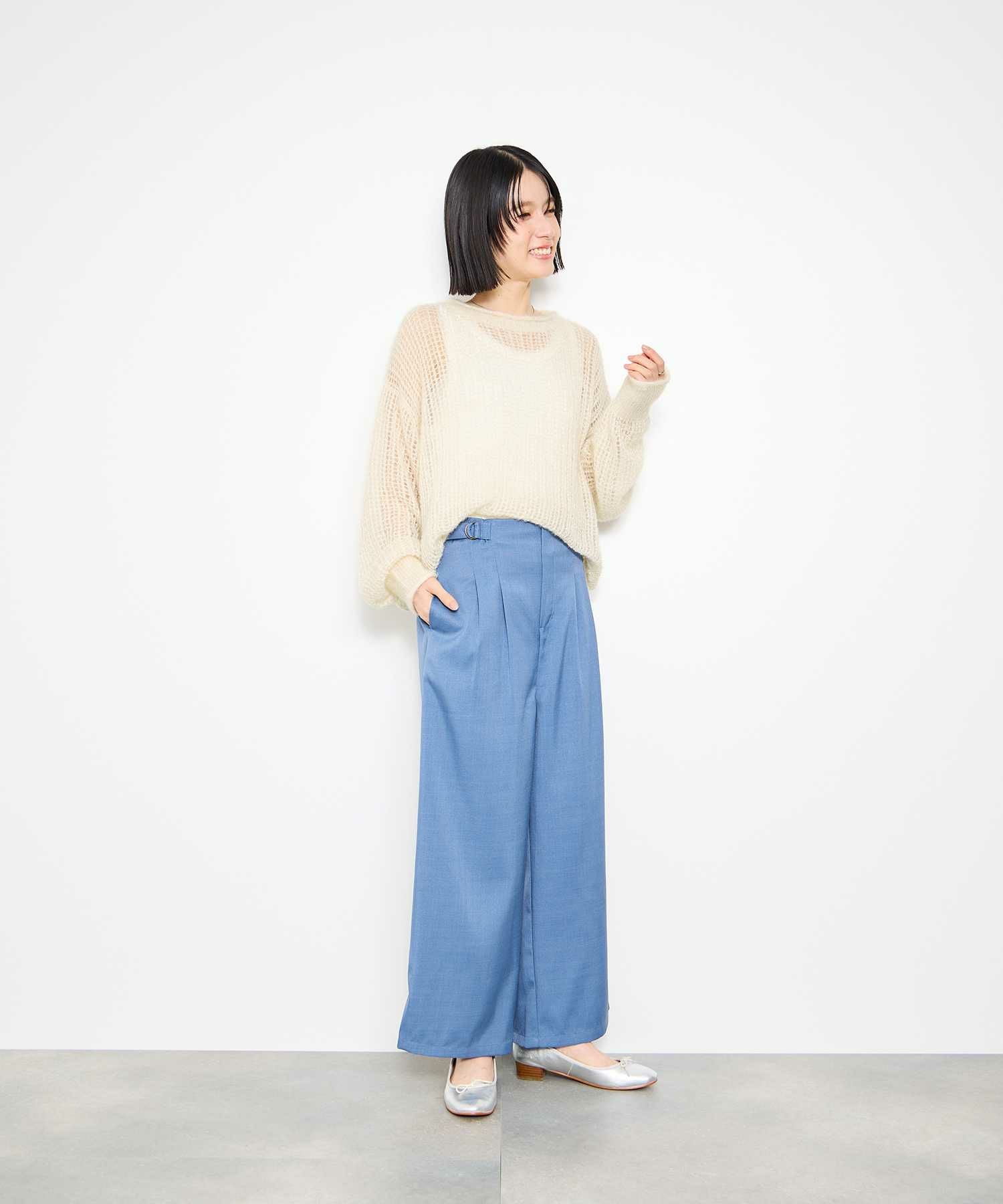 Idnes ラメメッシュニットプルオーバー レディース