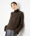 [期間限定knit]Idnes  ダイヤ柄透かし編みニットプルオーバー レディース商品サムネイル-3