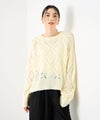 Idnes ダイヤ柄透かし編みニットプルオーバー レディース商品サムネイル-3